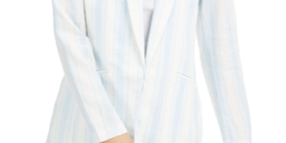 INC International Concepts Women's Striped Blazer Wear to Work Jacket White Size Large