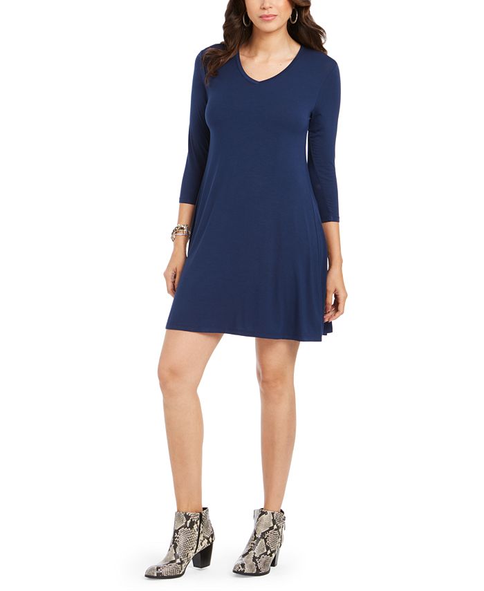 Style & Co Women's Swing Dress Dark Blue Size Petite XL