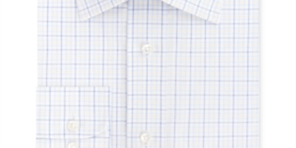 Eagle Men's Stretch Collar Check Dress Shirt Yellow Size 18X34-35