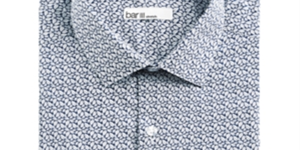 Bar III Men's Slim Fit Stretch Dress Shirt Blue Size XL
