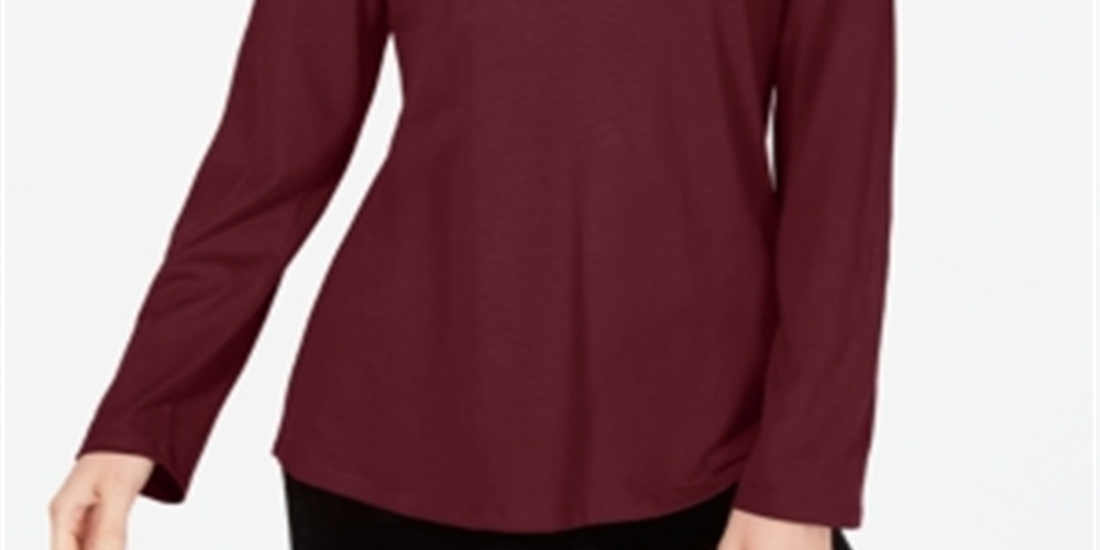 Charter Club Women's Supima Cotton Split Neck Top Red Size Petite Small