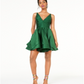 Blondie Nites Women's Zippered Short Sleeve Sweetheart Neckline Mini Fit Flare Formal Dress Green Size 9