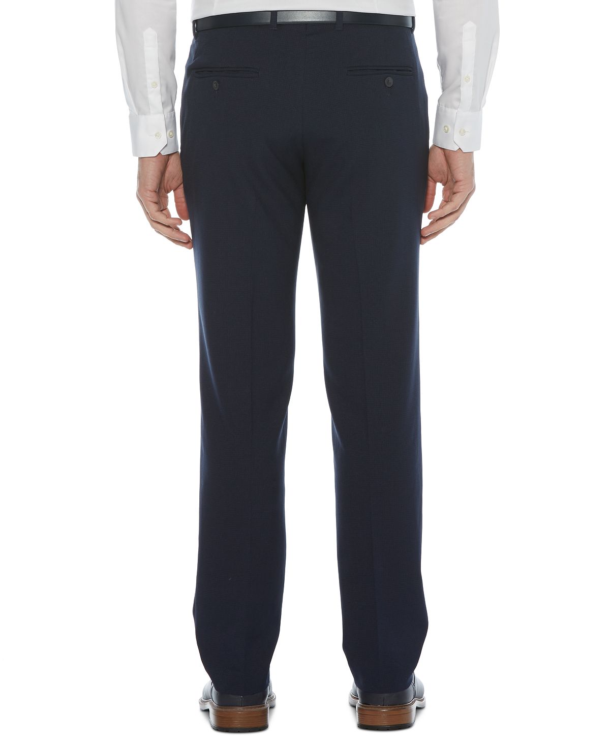 Perry Ellis Men's Modern Fit Non Iron Performance Stretch Textured Check Dress Pants Navy Size 40X32