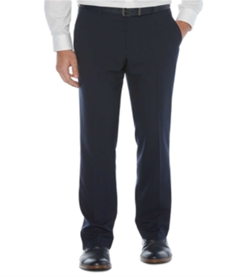 Perry Ellis Men's Modern Fit Non Iron Performance Stretch Textured Check Dress Pants Navy Size 40X32