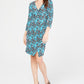 INC International Concepts Women's Geo Print Wrap Dress Blue Size Petite L