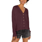 Hippie Rose Women's Hacci Card Waffle Knit Knit Cardigan Sweater Purple Size Medium