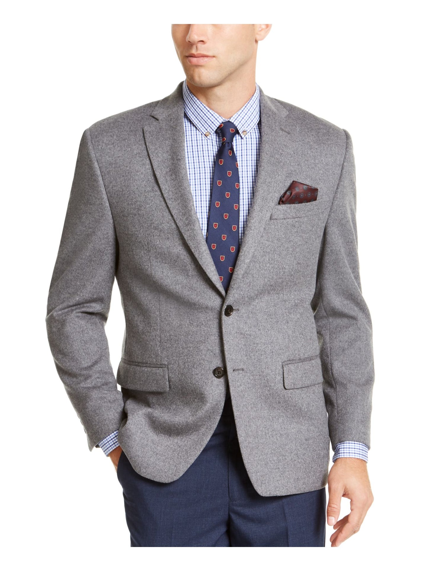 Ralph Lauren Men's Button Down Wool Blend Coat Gray Size 42