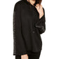 INC International Concepts Women's Embellished Sleeve Hoodie Black Size Large