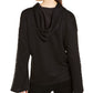 INC International Concepts Women's Embellished Sleeve Hoodie Black Size Large