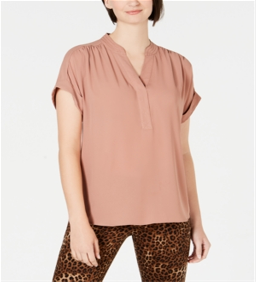 Charter Club Women's Split Neck Top Brown Size Medium