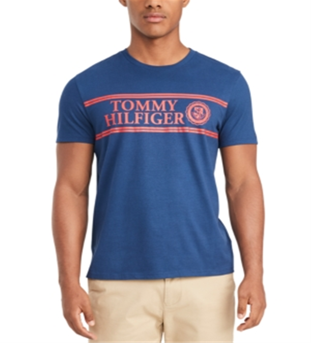 Tommy Hilfiger Men's Cotton Graphic Logo T-Shirt Blue Size XL