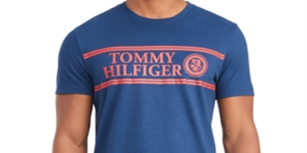 Tommy Hilfiger Men's Cotton Graphic Logo T-Shirt Blue Size XL
