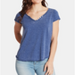 William Rast Women's Cooper Slub V Neck T-Shirt Blue Size XS