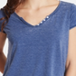 William Rast Women's Cooper Slub V Neck T-Shirt Blue Size XS