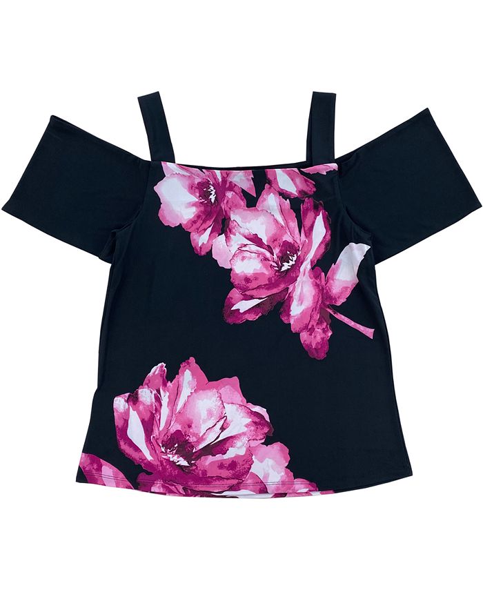 INC International Concepts Women's Floral Off Shoulder Top Blue Size X-Large