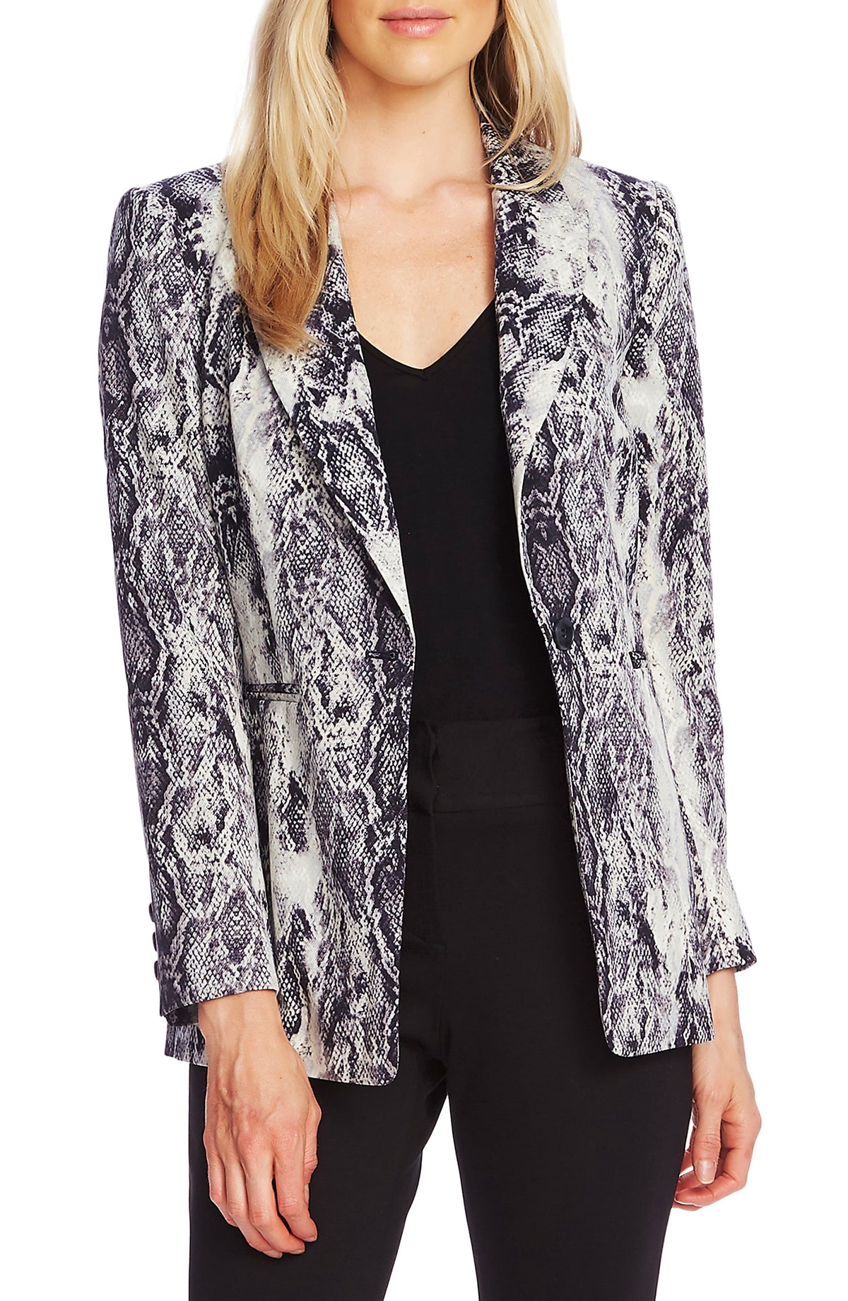 Vince Camuto Women's Snake Print Business Blazer -Gray Size 8