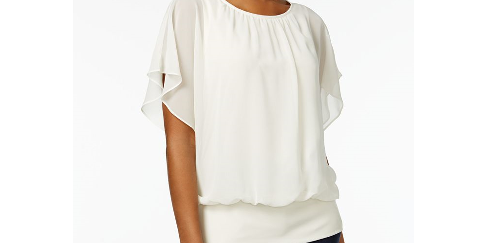 JM Collection Women's Flutter Sleeve Top Yellow Size X-Small