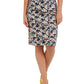 Charter Club Women's Floral Print Denim Tummy Control Skirt Blue Size 12