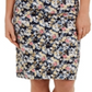 Charter Club Women's Floral Print Denim Tummy Control Skirt Blue Size 12