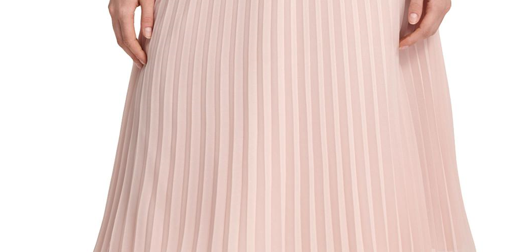 DKNY Women's Stretch Pull on MIDI Evening Accordion Pleat Skirt Pink Size X-Large