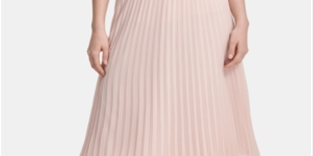 DKNY Women's Stretch Pull on MIDI Evening Accordion Pleat Skirt Pink Size X-Large