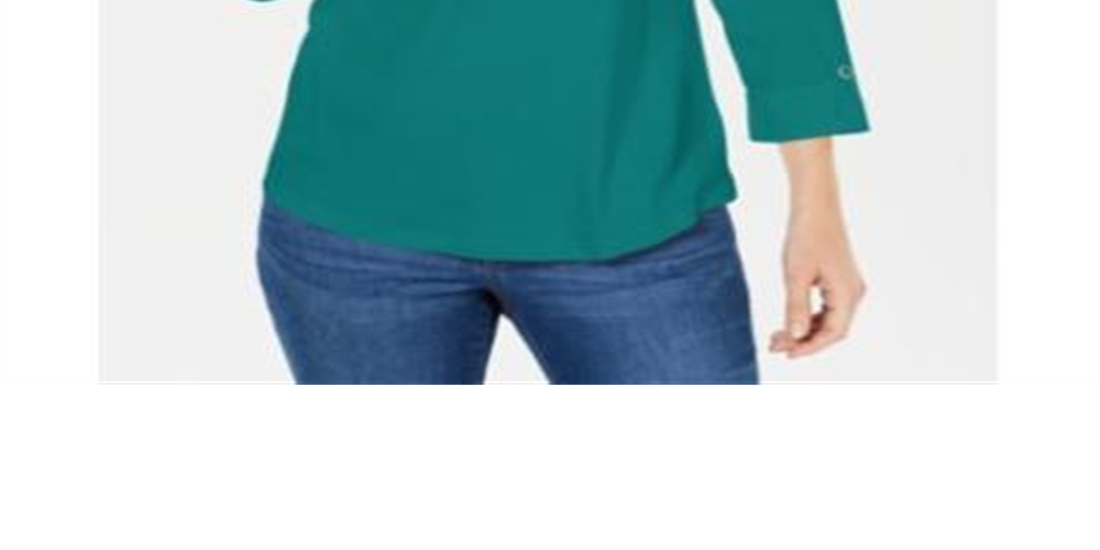 Karen Scott Women's Cotton Johnny Collar Utility Shirt Green Size X-Small