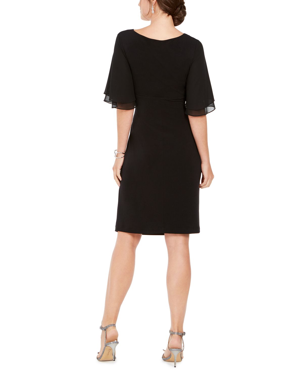Connected Women's Short Sleeve Knee Length Dress Black Size 10 Petite