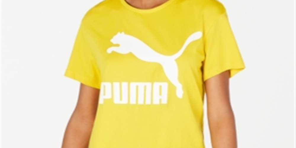 Puma Women's Classics Cotton Logo T-Shirt Yellow Size L
