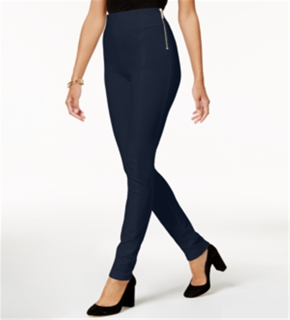 INC International Concepts Women's High Rise Double Zipper Skinny Pants Blue Size 2