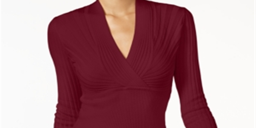 INC Iternational Concepts Women's Ribbed Pullover Sweater Red Size Petite Medium
