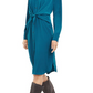 Alfani Women's Tie Front Shirt Dress Green Size 8 Petite