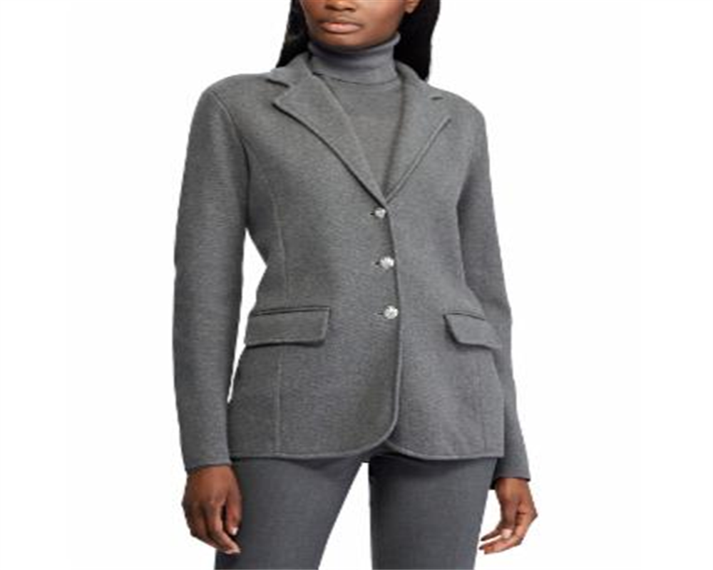 Ralph Lauren Women's Knit Cotton Blazer Gray Size Petite Small