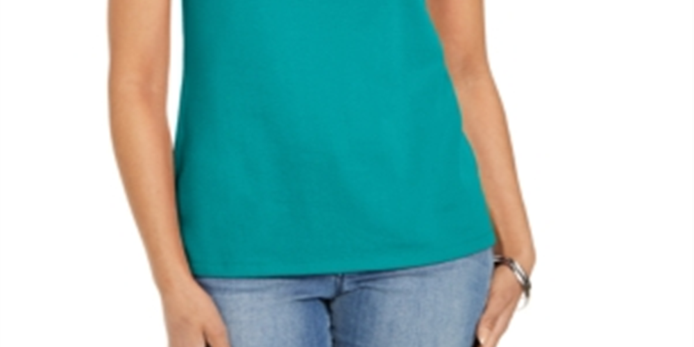 Karen Scott Women's Grommet Trim Tank Top Blue Size Small