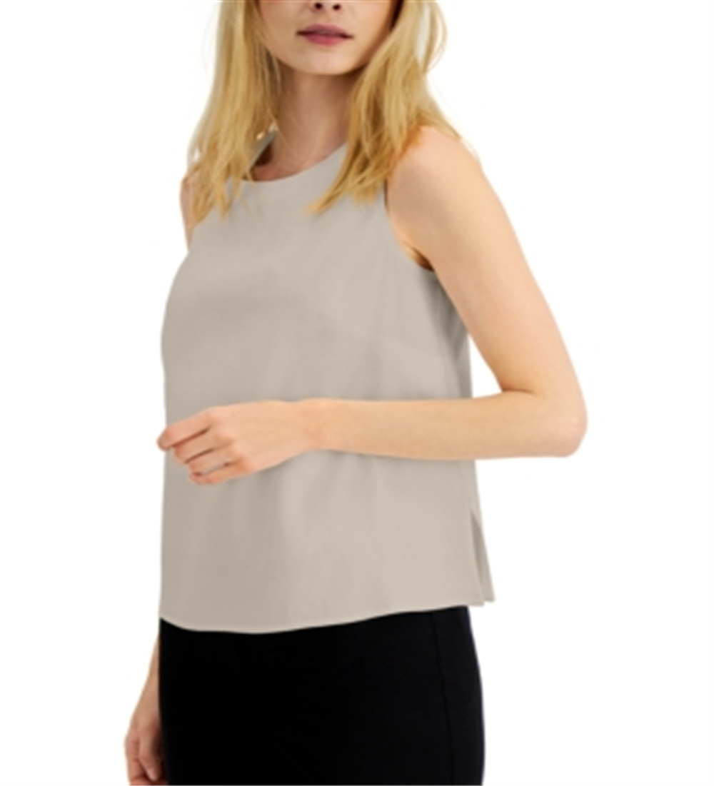 Alfani Women's Sleeveless Linen Blend Top Brown Size X-Small