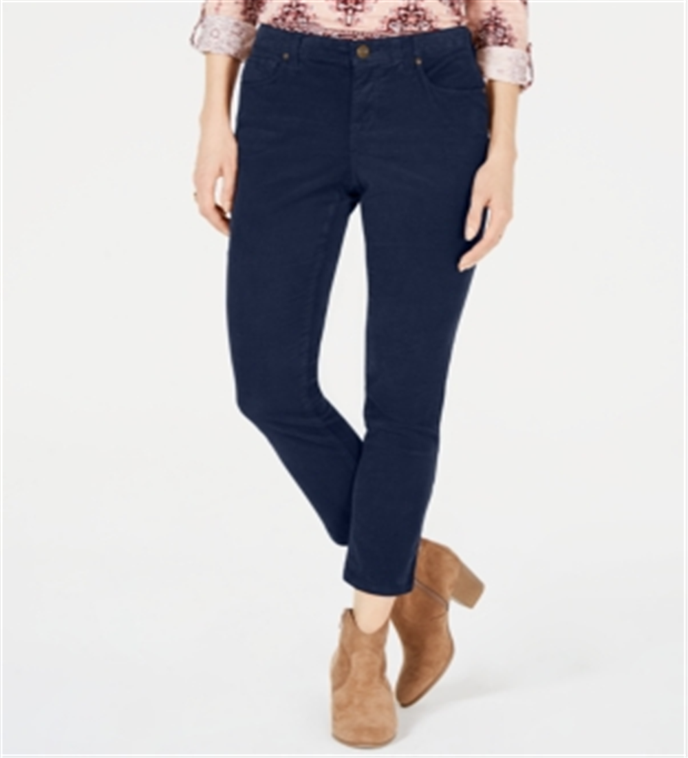 Style & Co Women's Tummy Control Corduroy Pants Blue Size 16 Petite