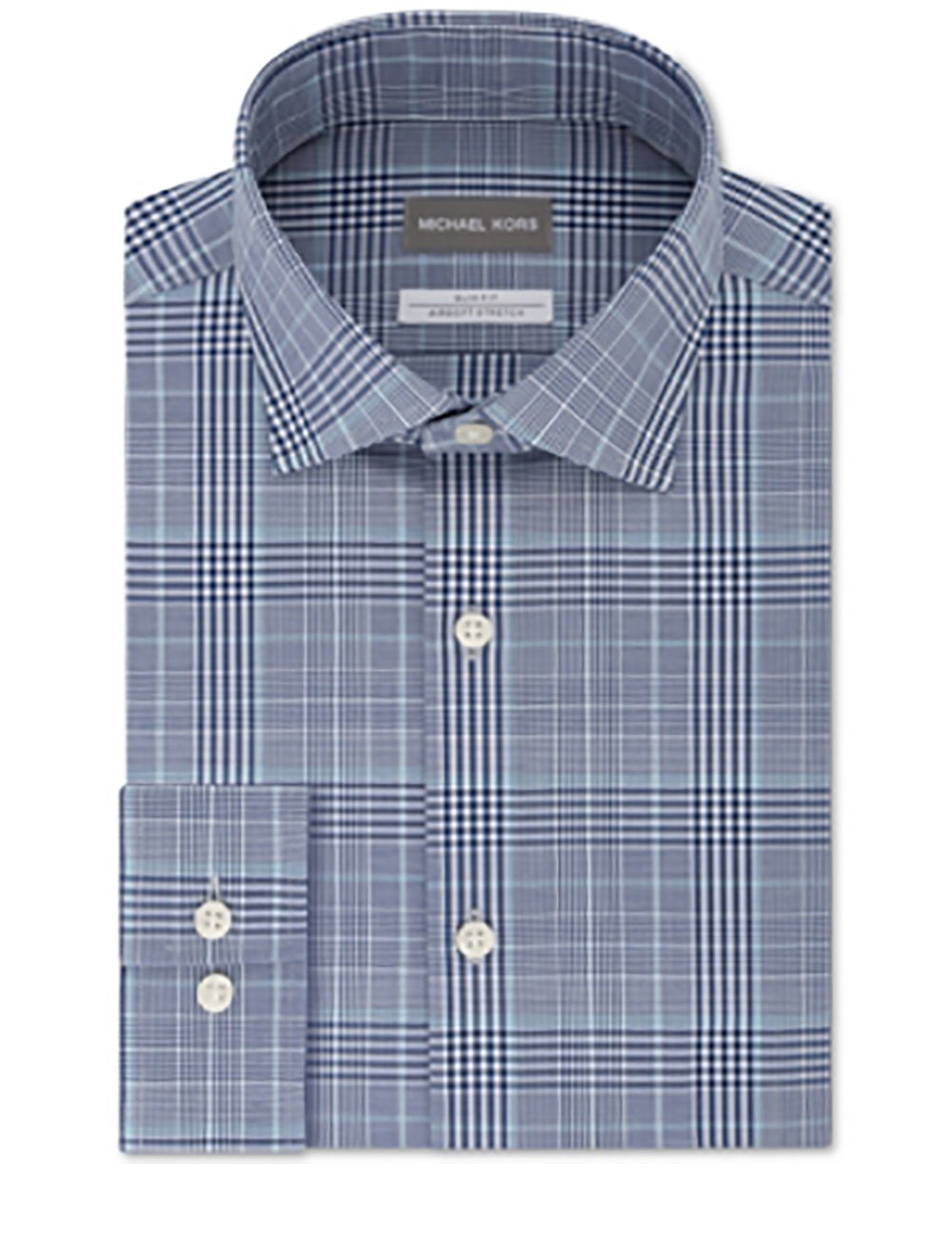Michael Kors Men's Slim Fit Plaid Top Button Down Shirt -Blue Size 16X34-35