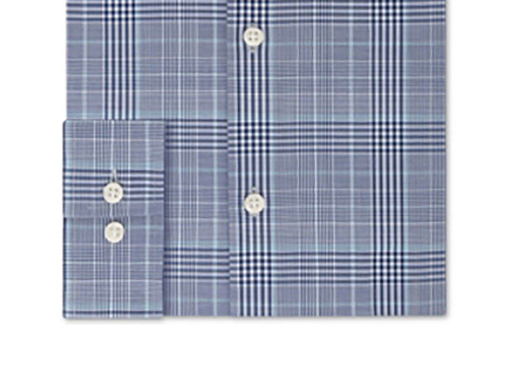 Michael Kors Men's Slim Fit Plaid Top Button Down Shirt -Blue Size 16X34-35