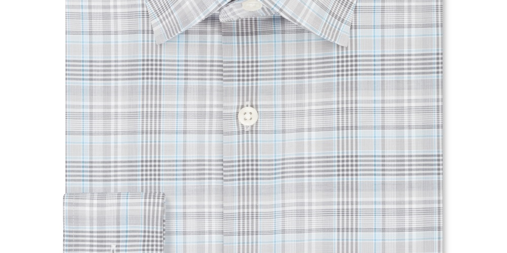 Michael Kors Men's Woven Plaid Button Down Shirt Gray Size 17.5X36-37