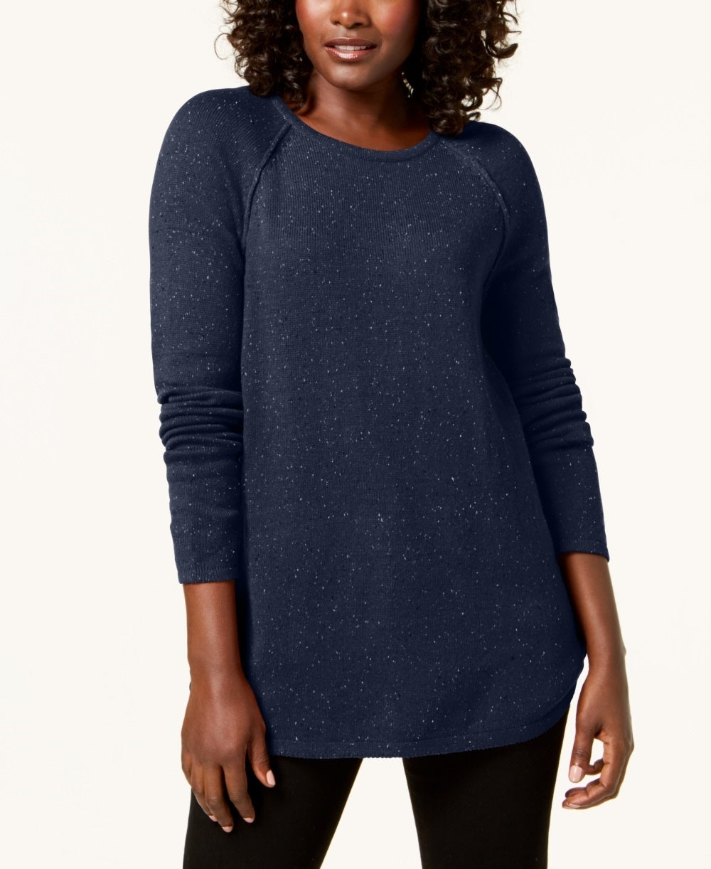 Karen Scott Women's Curved Hem Sweater Navy Size XX-Large