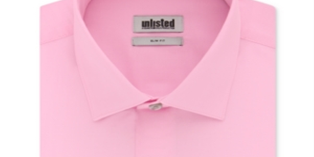 Kenneth Cole Men's Slim Fit Solid Dress Shirt Pink Size -L 16-16/5