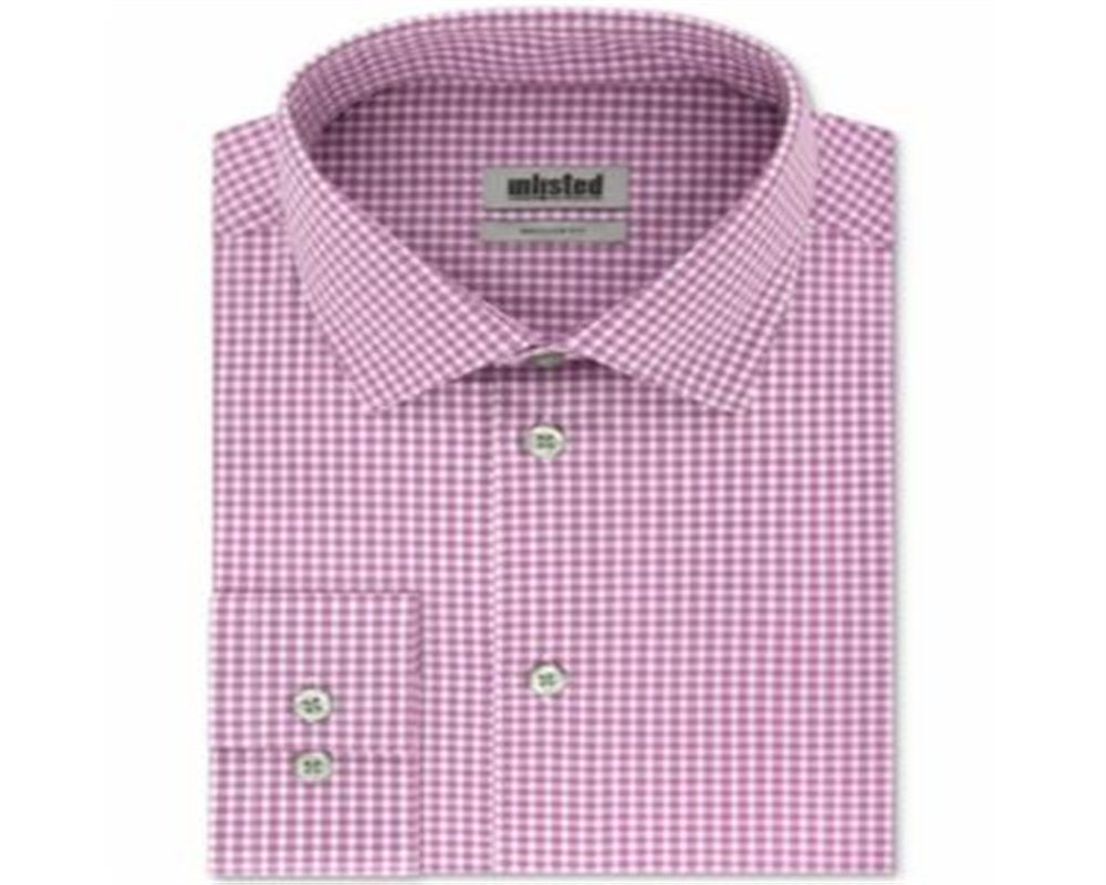 Kenneth Cole Men's Check Classic Regular Fit Dress Shirt Purple Size 36X37