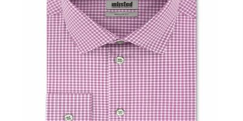 Kenneth Cole Men's Check Classic Regular Fit Dress Shirt Purple Size 36X37