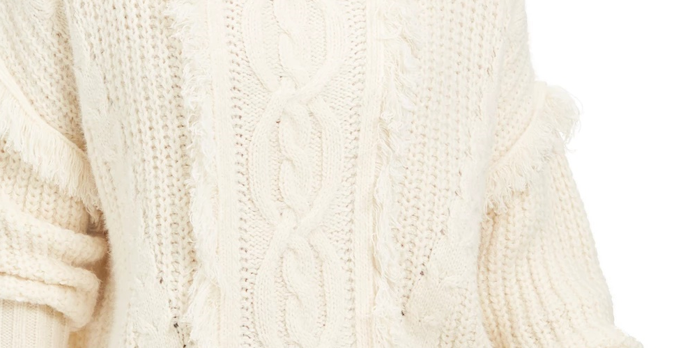 Sage The Label Women's Ivory Long Sleeve Jewel Neck Sweater Beige Size Medium