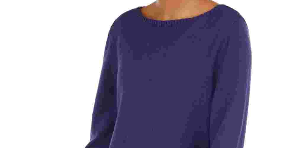 Style & Co Women's Ruffle Hem Knit Sweater  Purple Size Medium