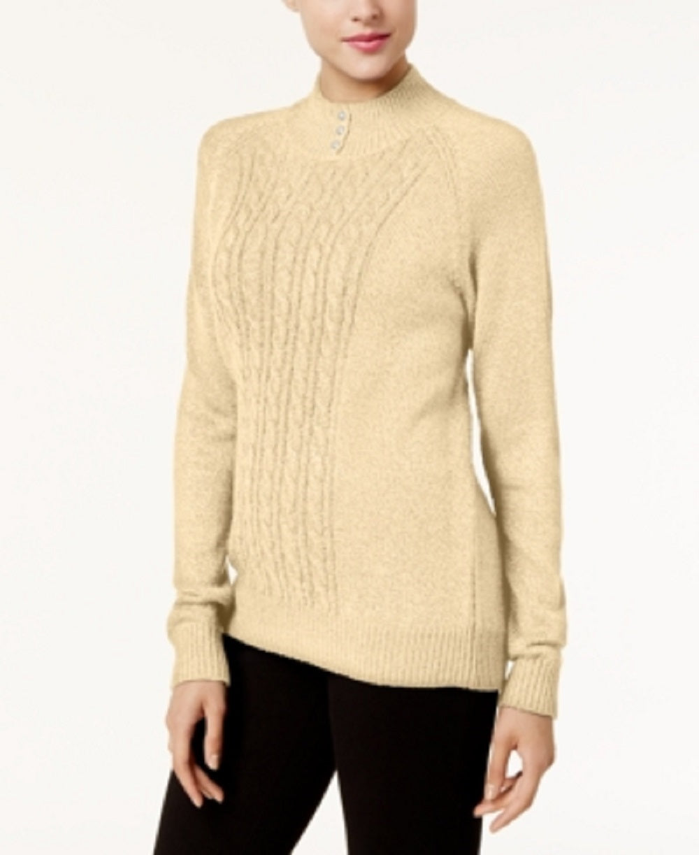 Karen Scott Women's Petite Cable-Knit Sweater  Yellow Size Petite X-Large