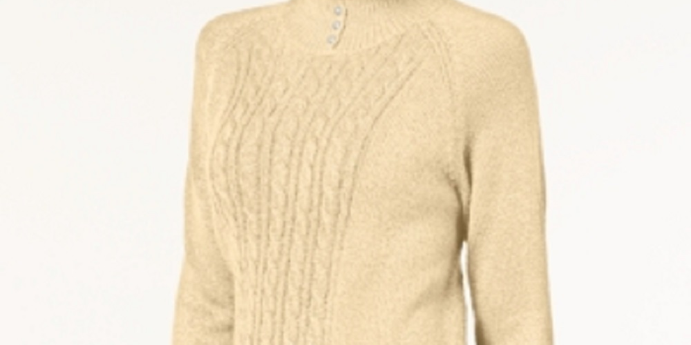 Karen Scott Women's Petite Cable-Knit Sweater  Yellow Size Petite X-Large
