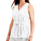 Charter Club Women's Tie-Front Sleeveless Top  White Size XX-Large
