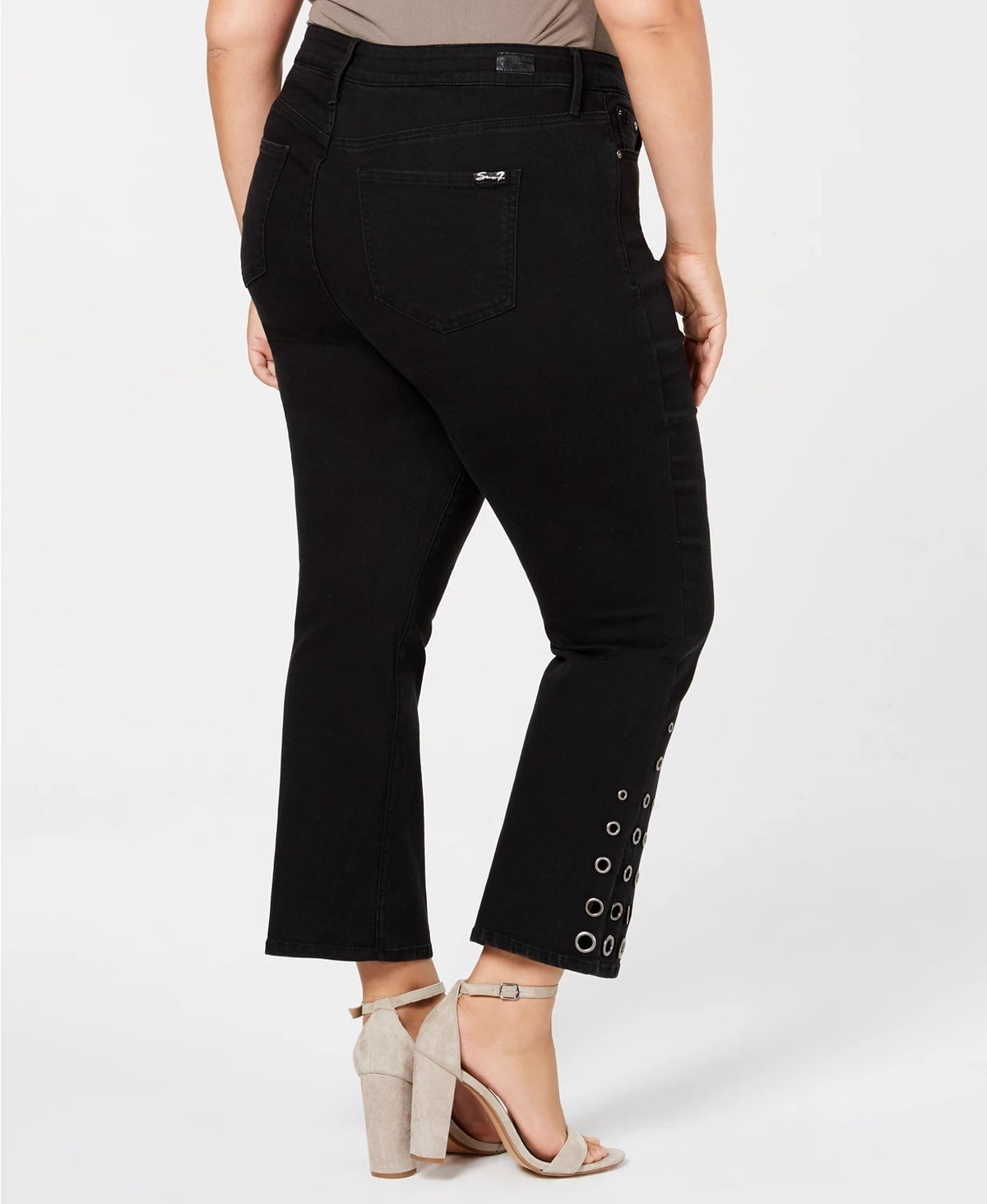Seven7 Women's Trendy Plus Size Lace-Up Bootcut Jeans Black Size 22W