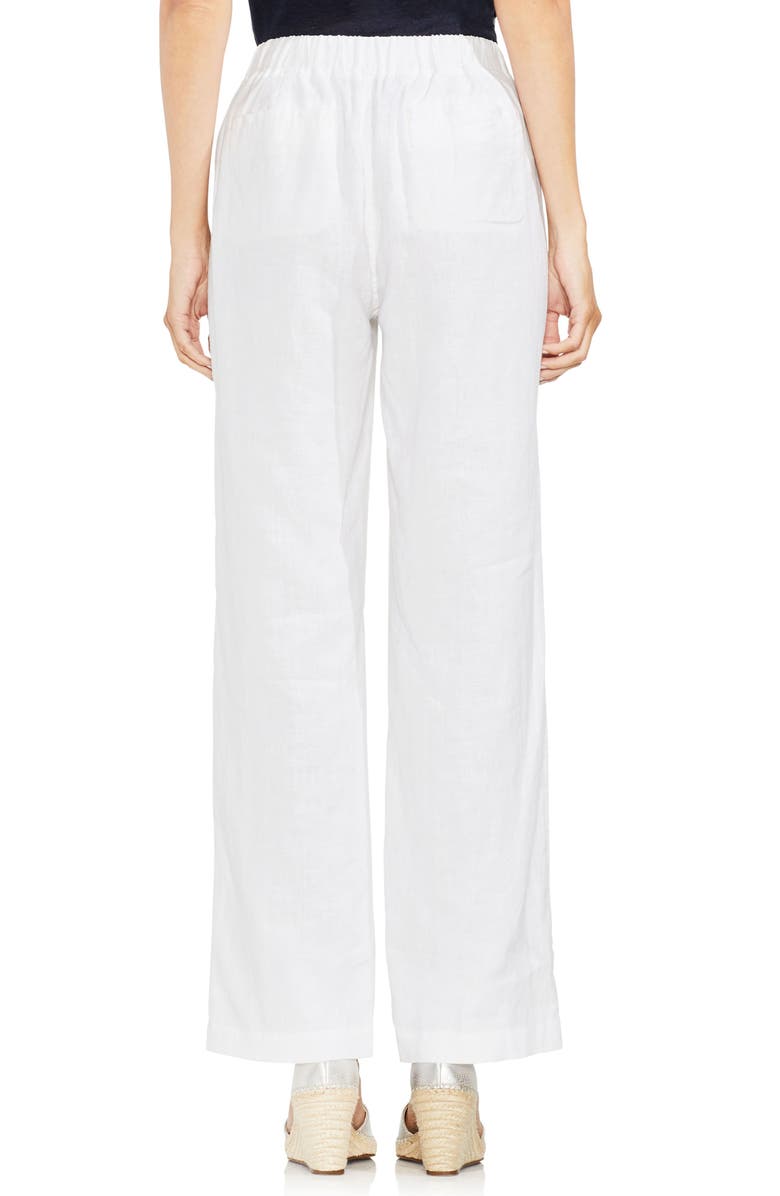 Vince Camuto Women's Linen Drawstring Wide-Leg Pants Ultra White Size XL