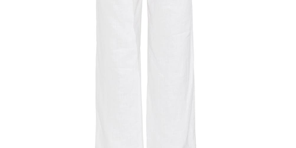 Vince Camuto Women's Linen Drawstring Wide-Leg Pants Ultra White Size XL